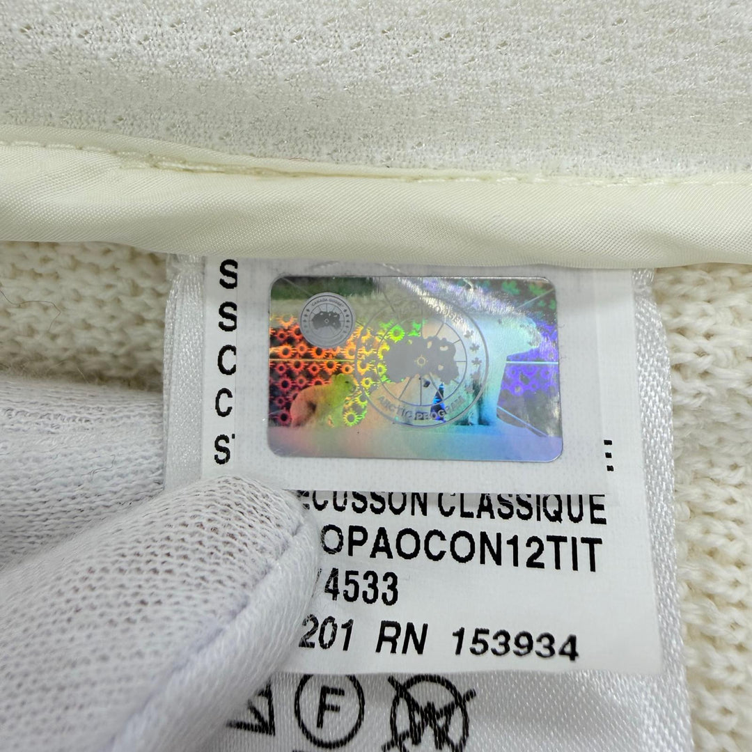 Excellent CANADA GOOSE Down jacket quilted knit trim Ivory wool Women S 7032L1