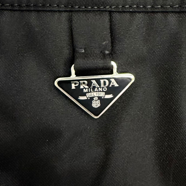 Excellent PRADA Re-Nylon Mini Skirt Enamel Metal Triangle Logo IT 36 21Y009