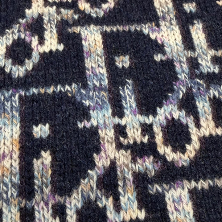 Excellent DIOR Best Oblique Jacquard Knit Navy wool mens XXL 393M662AT344