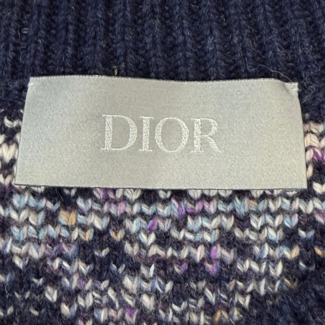Excellent DIOR Best Oblique Jacquard Knit Navy wool mens XXL 393M662AT344