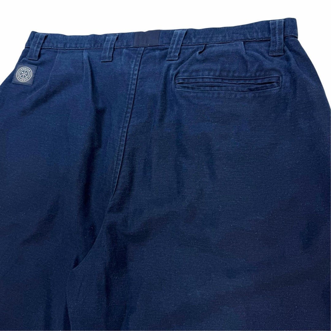 Excellent PORTER CLASSIC Pants Wide with logo patch Navy cotton mens XL