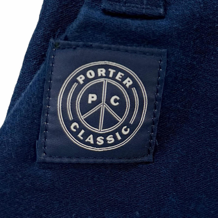 Excellent PORTER CLASSIC Pants Wide with logo patch Navy cotton mens XL