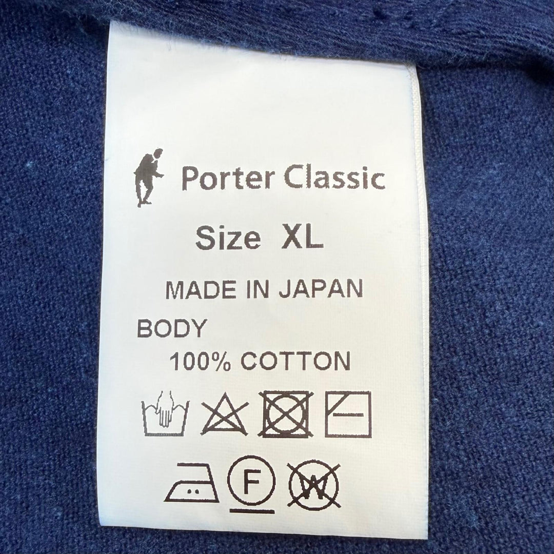 Excellent PORTER CLASSIC Pants Wide with logo patch Navy cotton mens XL