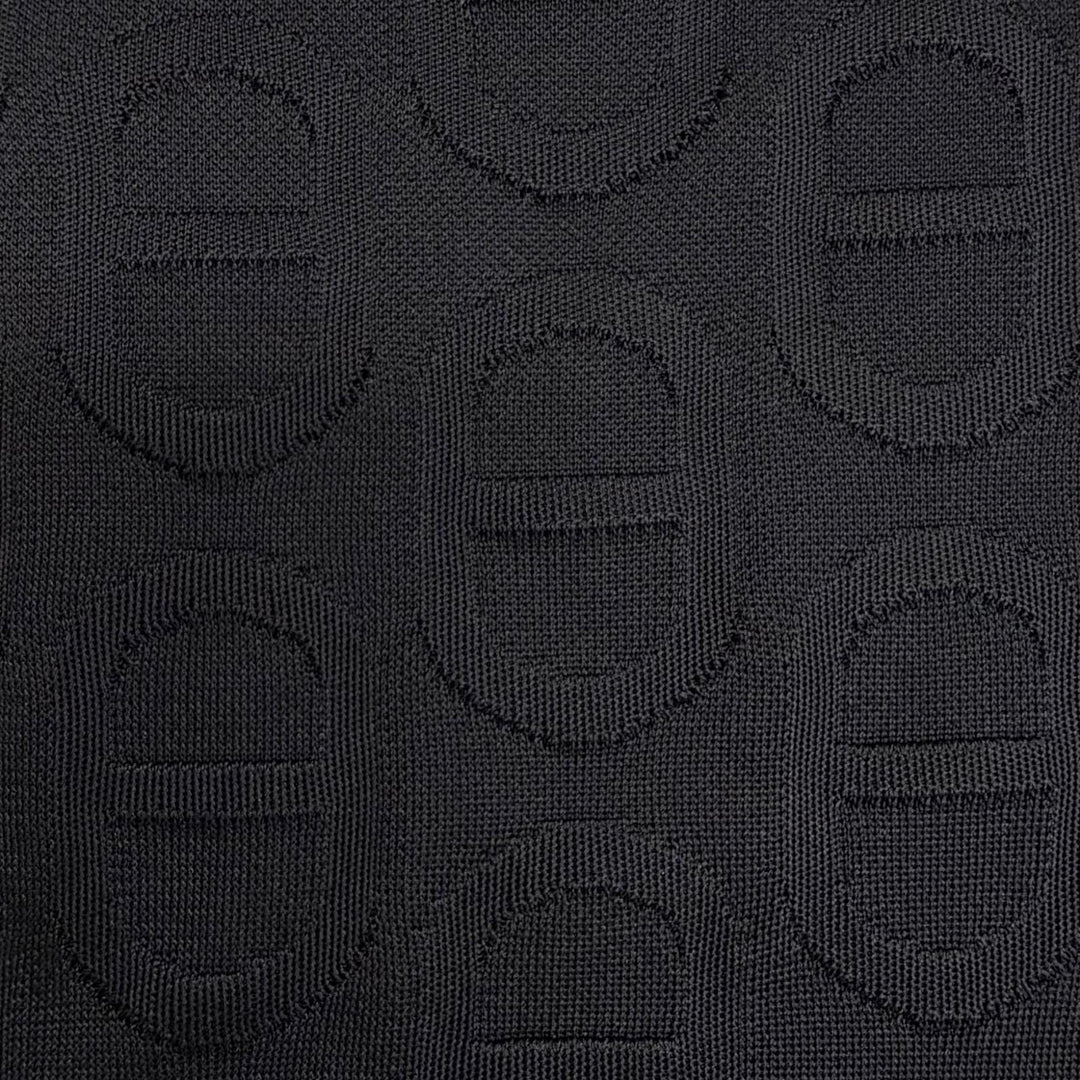Excellent HERMES Short sleeve knit Chaine d'Ancre design, black silk IT 40