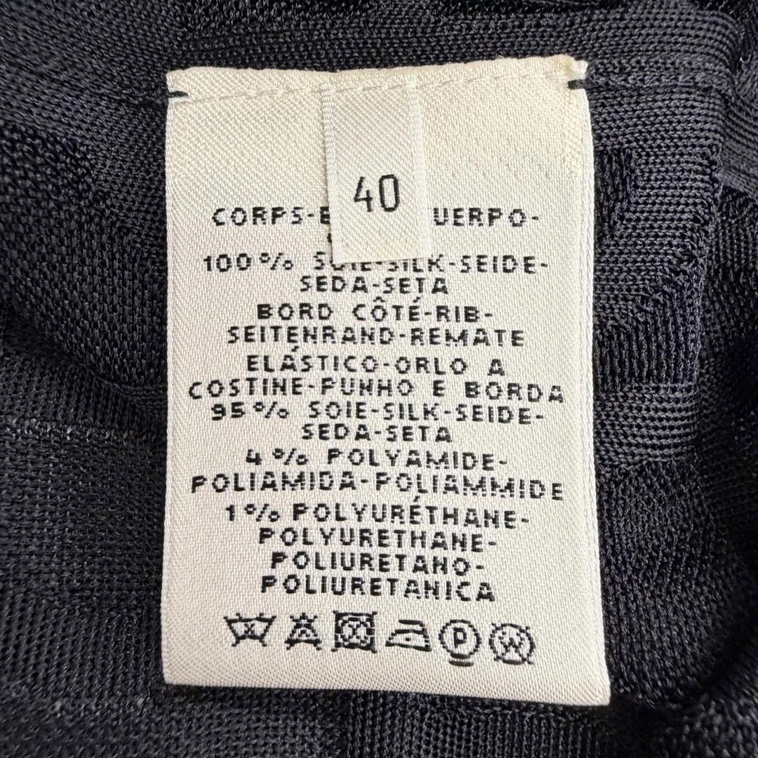 Excellent HERMES Short sleeve knit Chaine d'Ancre design, black silk IT 40