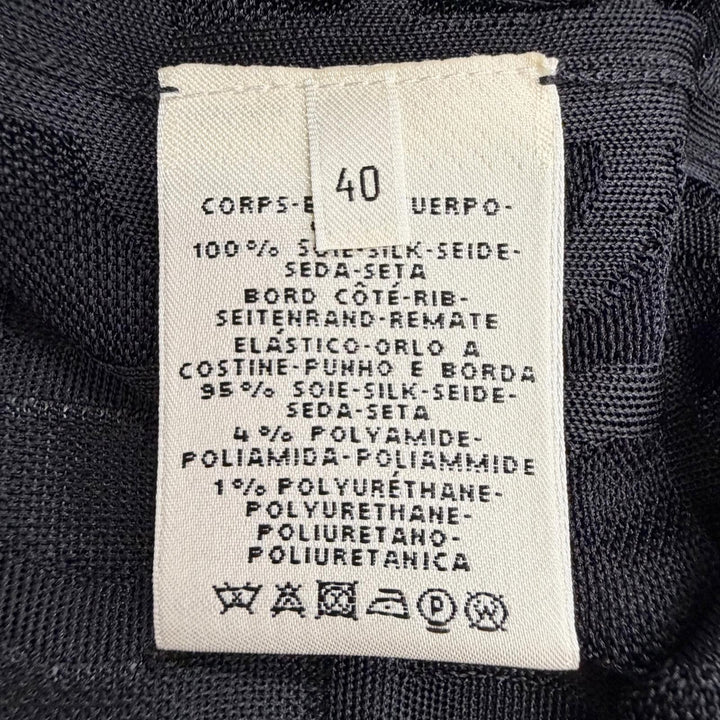 Excellent HERMES Short sleeve knit Chaine d'Ancre design, black silk IT 40