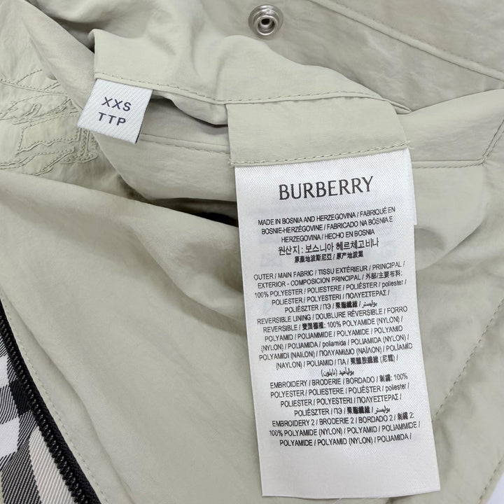 Excellent BURBERRY Jacket Checked Cropped Reversible Zip Up Beige XXS 8088340