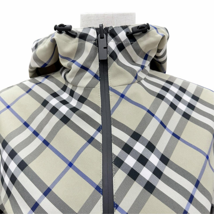 Excellent BURBERRY Jacket Checked Cropped Reversible Zip Up Beige XXS 8088340