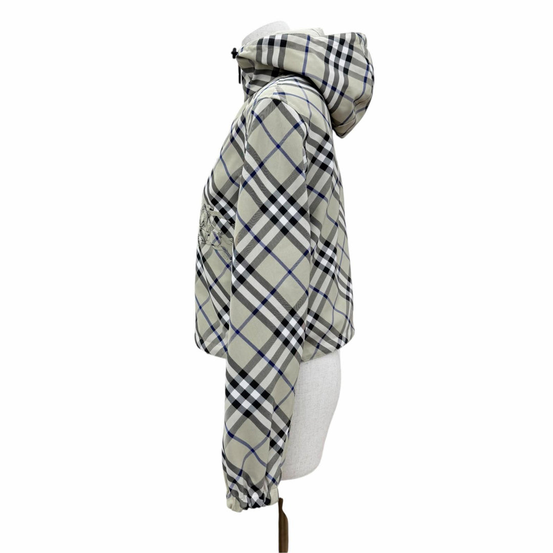 Excellent BURBERRY Jacket Checked Cropped Reversible Zip Up Beige XXS 8088340