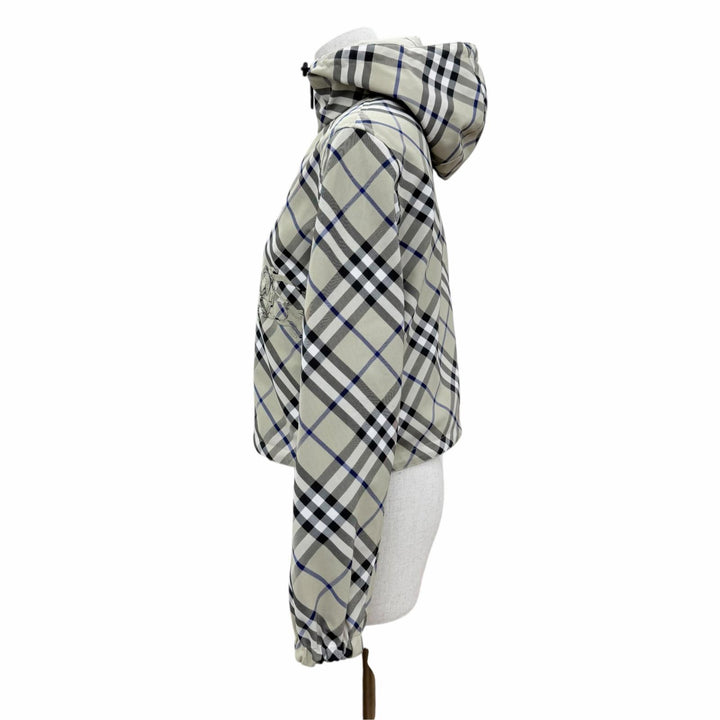 Excellent BURBERRY Jacket Checked Cropped Reversible Zip Up Beige XXS 8088340