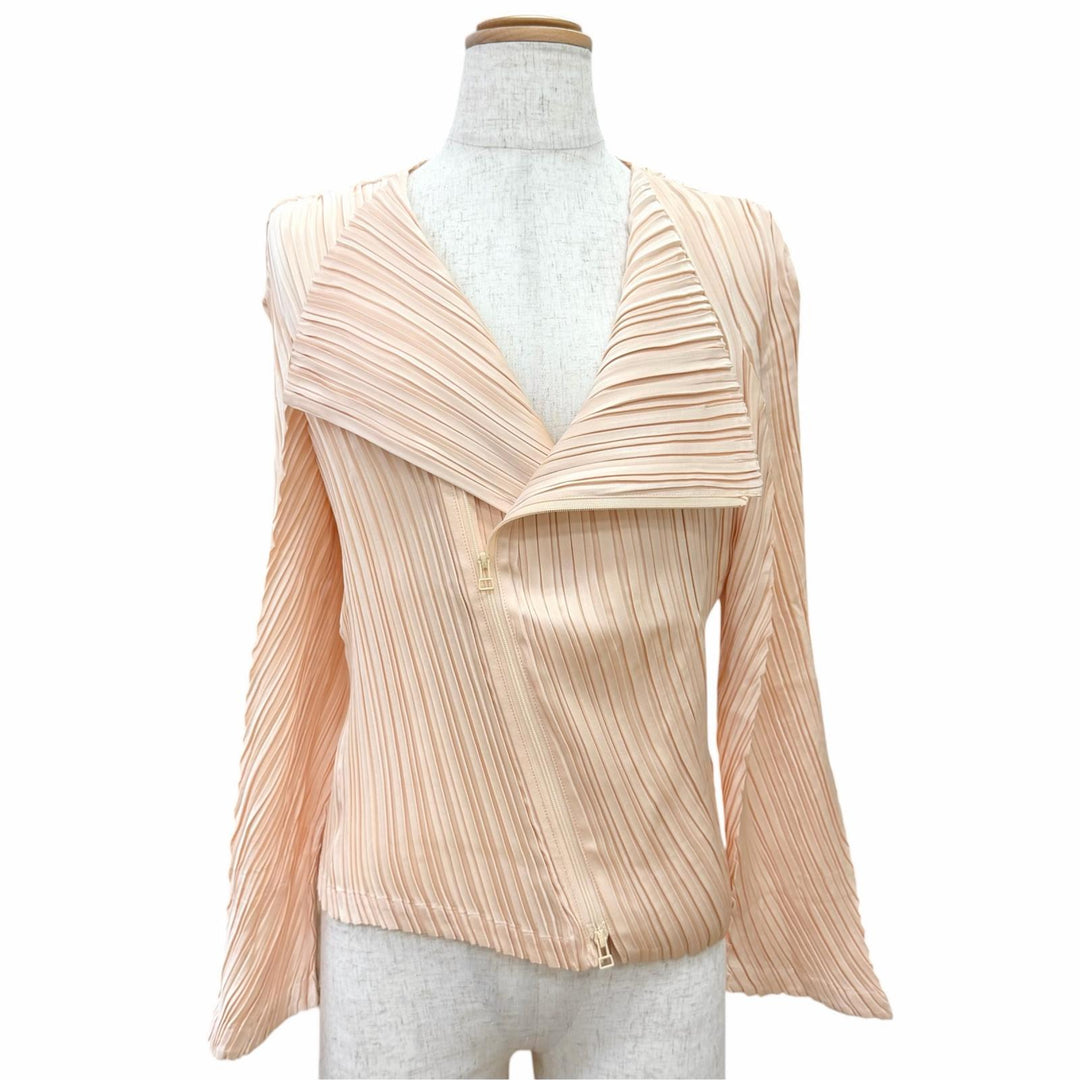 Excellent ISSEY MIYAKE cardigan Pleated, asymmetrical design zip-up 2 IM31FD671