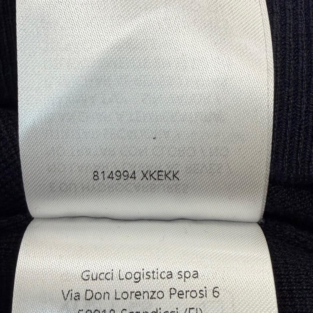 Pristine GUCCI Short sleeve polo shirt Web stripe logo Navy silk mens L 814994