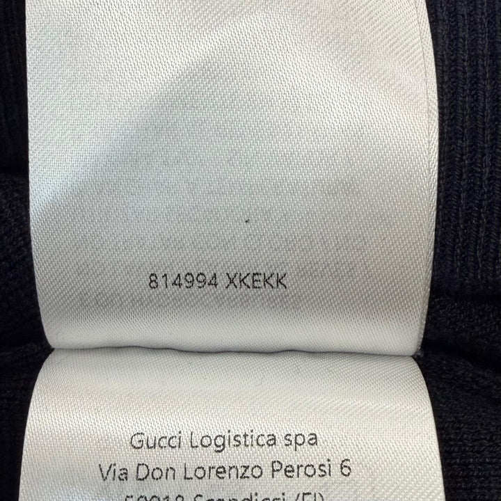 Pristine GUCCI Short sleeve polo shirt Web stripe logo Navy silk mens L 814994