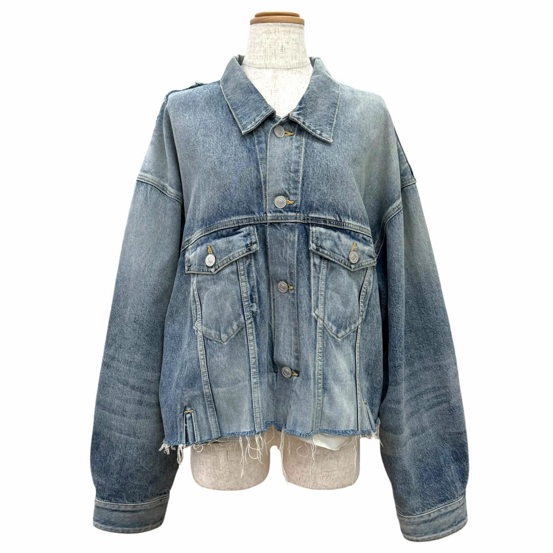 Excellent BALENCIAGA Deconstructed Panelled Denim Jacke Indigo blue 1 704527