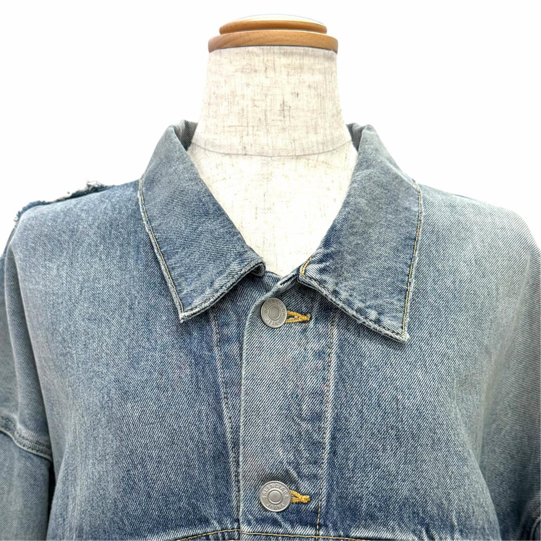 Excellent BALENCIAGA Deconstructed Panelled Denim Jacke Indigo blue 1 704527