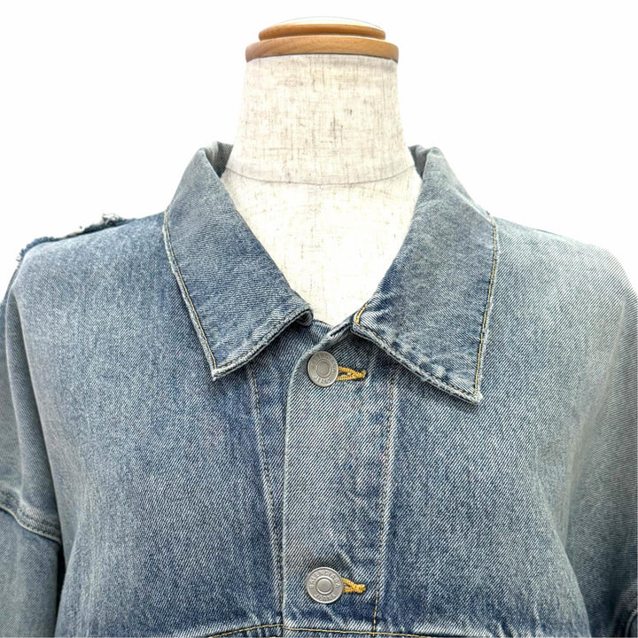 Excellent BALENCIAGA Deconstructed Panelled Denim Jacke Indigo blue 1 704527