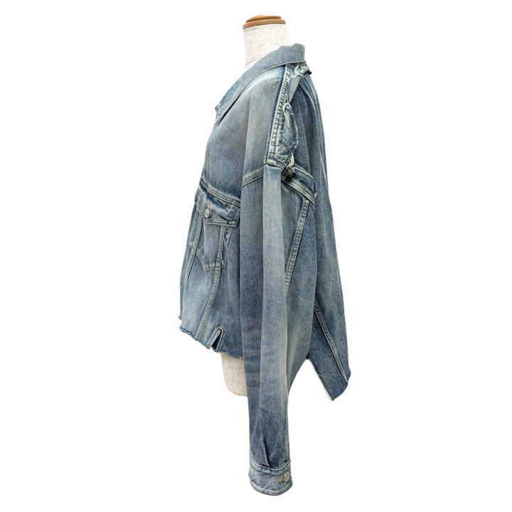 Excellent BALENCIAGA Deconstructed Panelled Denim Jacke Indigo blue 1 704527