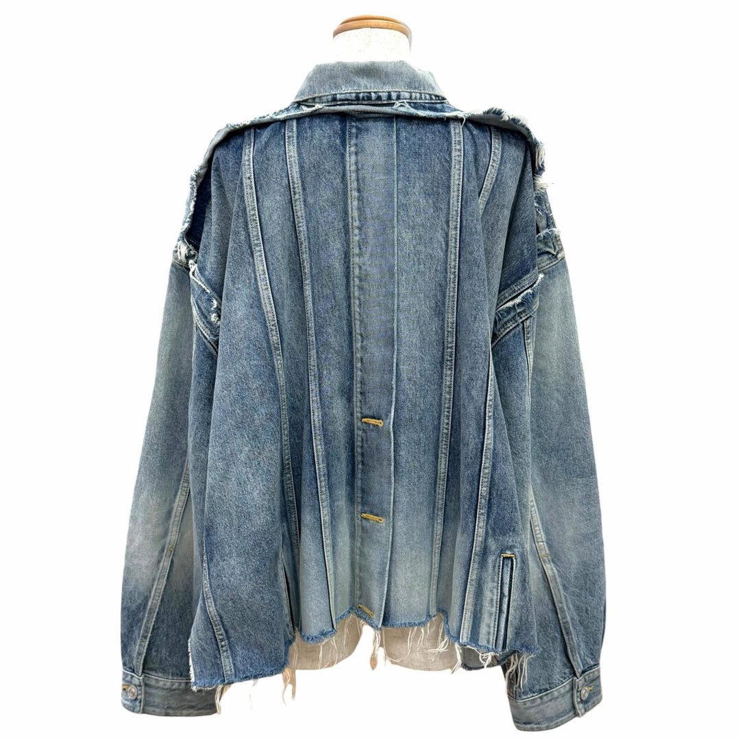 Excellent BALENCIAGA Deconstructed Panelled Denim Jacke Indigo blue 1 704527