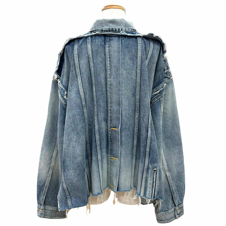 Excellent BALENCIAGA Deconstructed Panelled Denim Jacke Indigo blue 1 704527