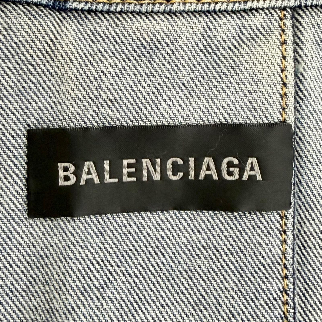 Excellent BALENCIAGA Deconstructed Panelled Denim Jacke Indigo blue 1 704527