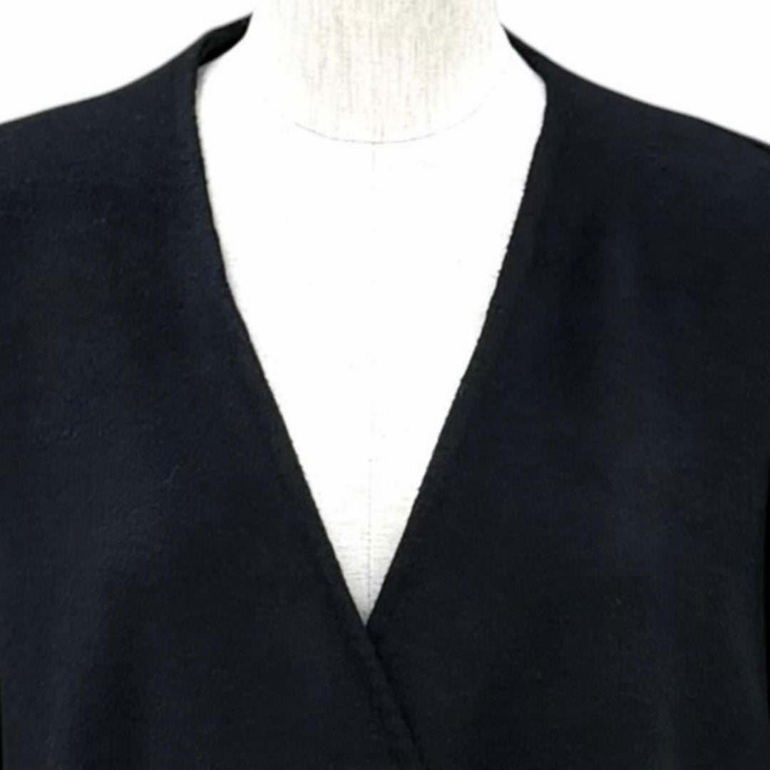 Excellent ENFOLD coat NO-COLLAR WIDE COAT Front open black wool 36 300HA130-1650