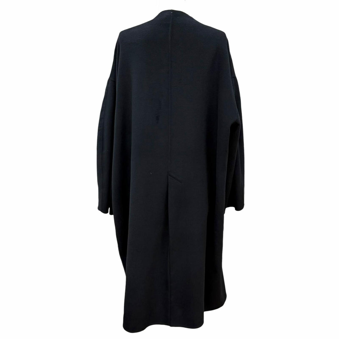 Excellent ENFOLD coat NO-COLLAR WIDE COAT Front open black wool 36 300HA130-1650