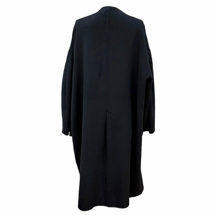 Excellent ENFOLD coat NO-COLLAR WIDE COAT Front open black wool 36 300HA130-1650