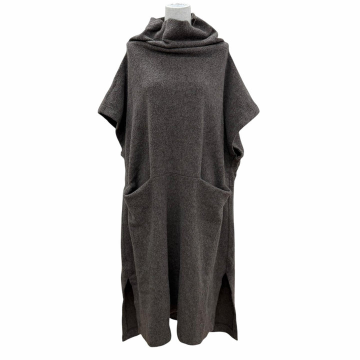 Great ISSEY MIYAKE coat Silk blend knit poncho Brown wool Women 2 IM13JH230