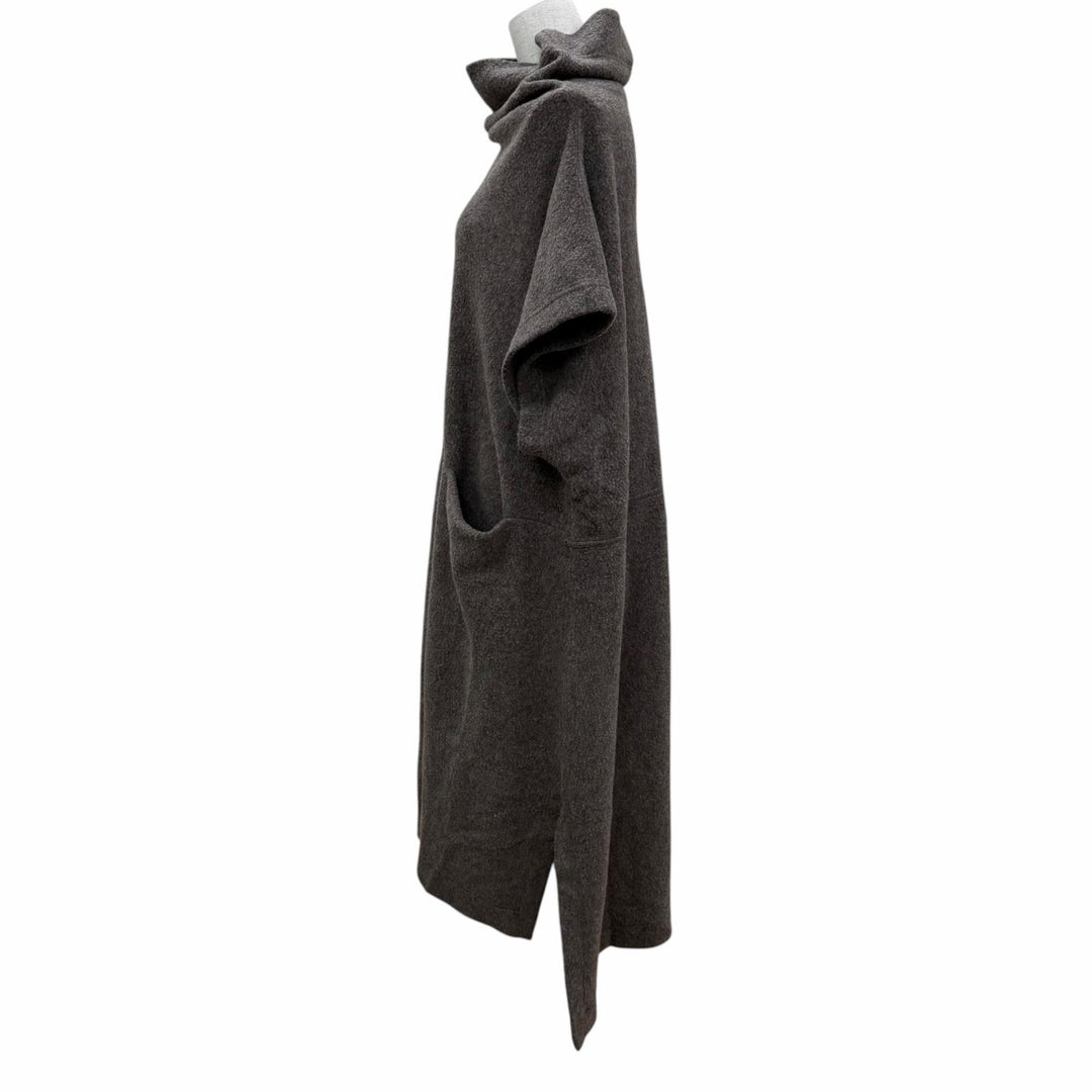 Great ISSEY MIYAKE coat Silk blend knit poncho Brown wool Women 2 IM13JH230