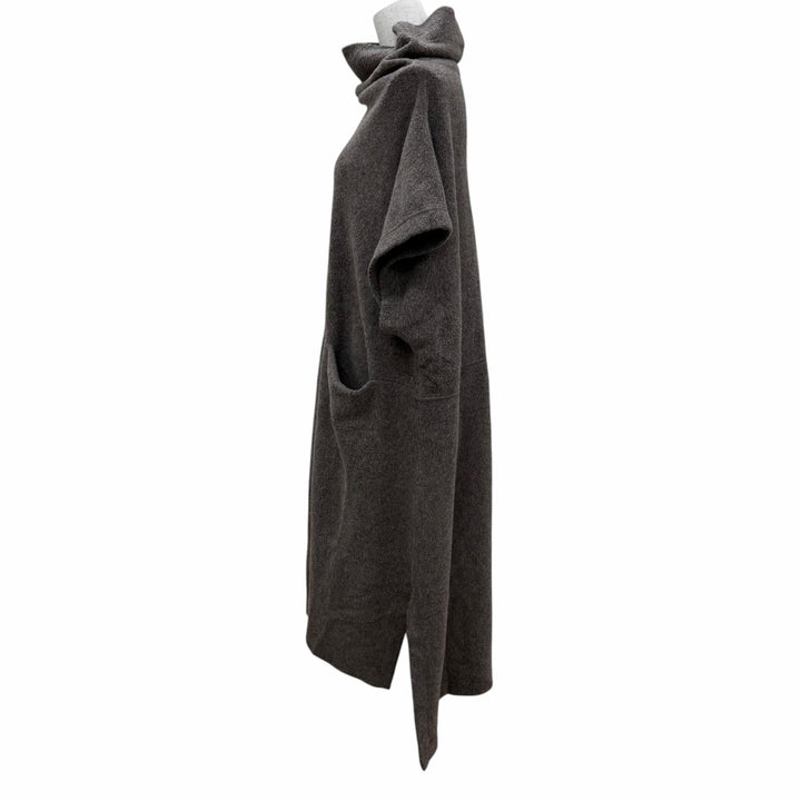 Great ISSEY MIYAKE coat Silk blend knit poncho Brown wool Women 2 IM13JH230