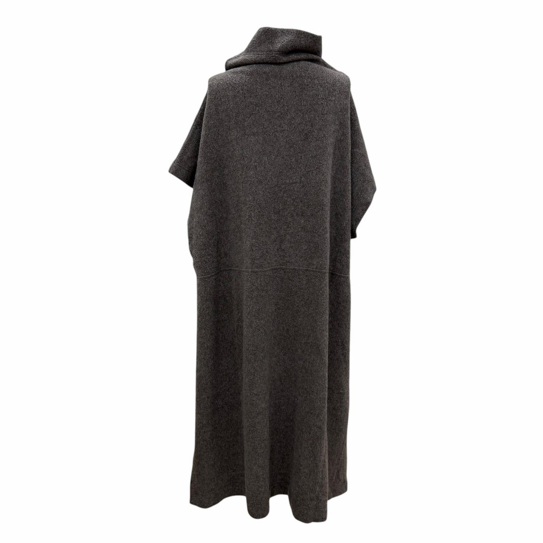 Great ISSEY MIYAKE coat Silk blend knit poncho Brown wool Women 2 IM13JH230
