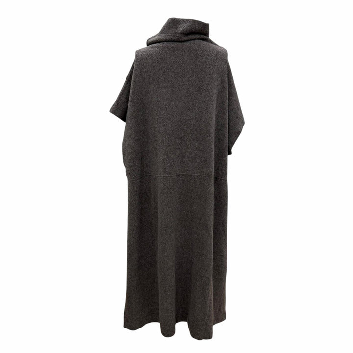 Great ISSEY MIYAKE coat Silk blend knit poncho Brown wool Women 2 IM13JH230