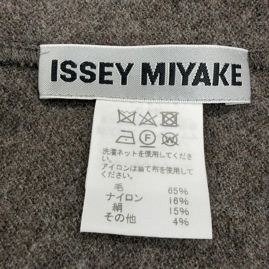 Great ISSEY MIYAKE coat Silk blend knit poncho Brown wool Women 2 IM13JH230
