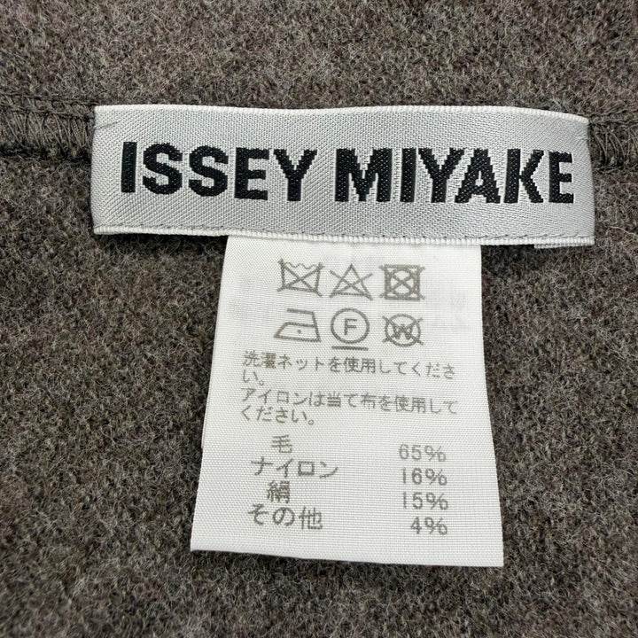 Great ISSEY MIYAKE coat Silk blend knit poncho Brown wool Women 2 IM13JH230