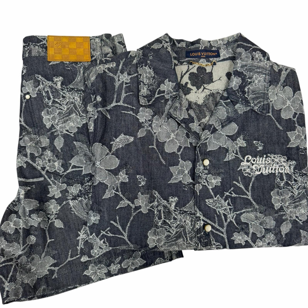 Excellent LOUIS VUITTON two-piece set Floral Jacquard Denim