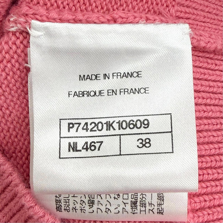 Excellent CHANEL COCO Mark All-Over Print V-Neck Knit Vest pink 38 P74201K10609