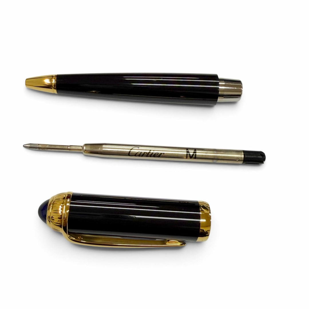 Excellent Cartier Ballpoint pen R de Cartier Twist type black Blue Gemstone mens