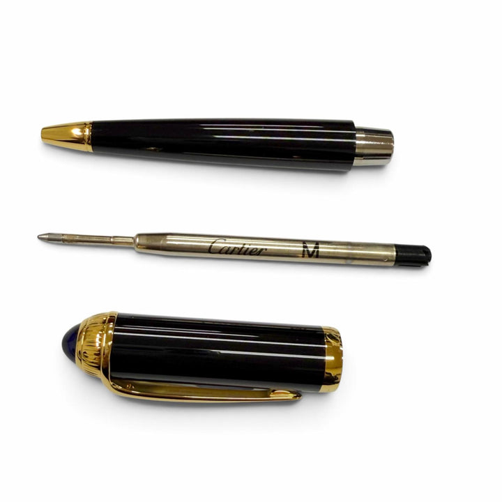 Excellent Cartier Ballpoint pen R de Cartier Twist type black Blue Gemstone mens