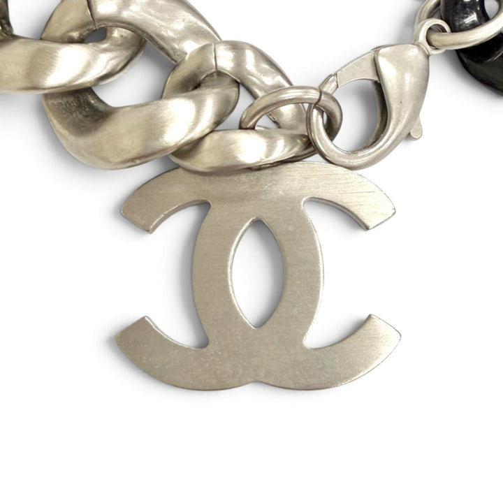 Great CHANEL Necklace COCO Mark Chain Choker Necklace Accessory black 07P