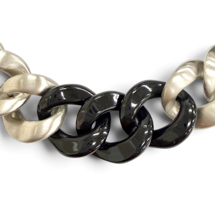 Great CHANEL Necklace COCO Mark Chain Choker Necklace Accessory black 07P