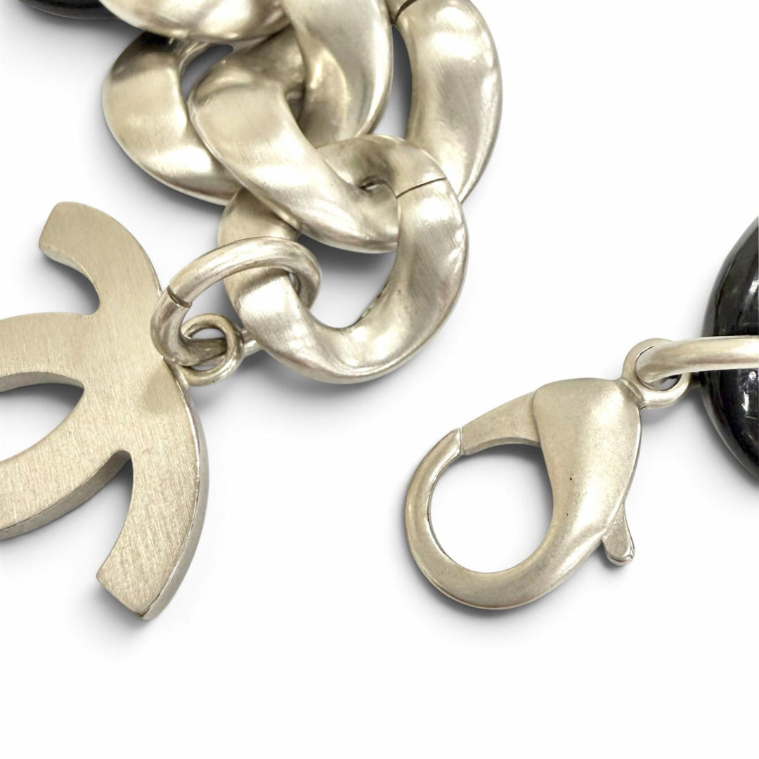 Great CHANEL Necklace COCO Mark Chain Choker Necklace Accessory black 07P