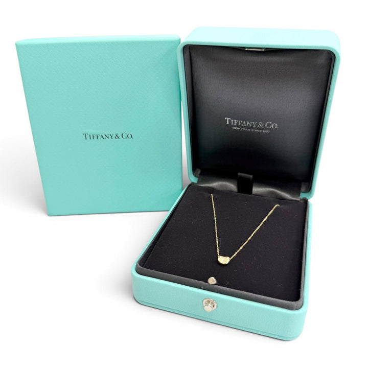 Excellent TIFFANY&Co. Bean Design Pendant Pave Diamond Necklace 750 Yellow Gold