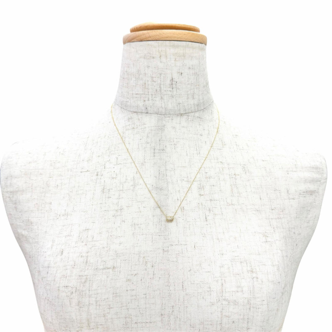 Excellent TIFFANY&Co. Bean Design Pendant Pave Diamond Necklace 750 Yellow Gold