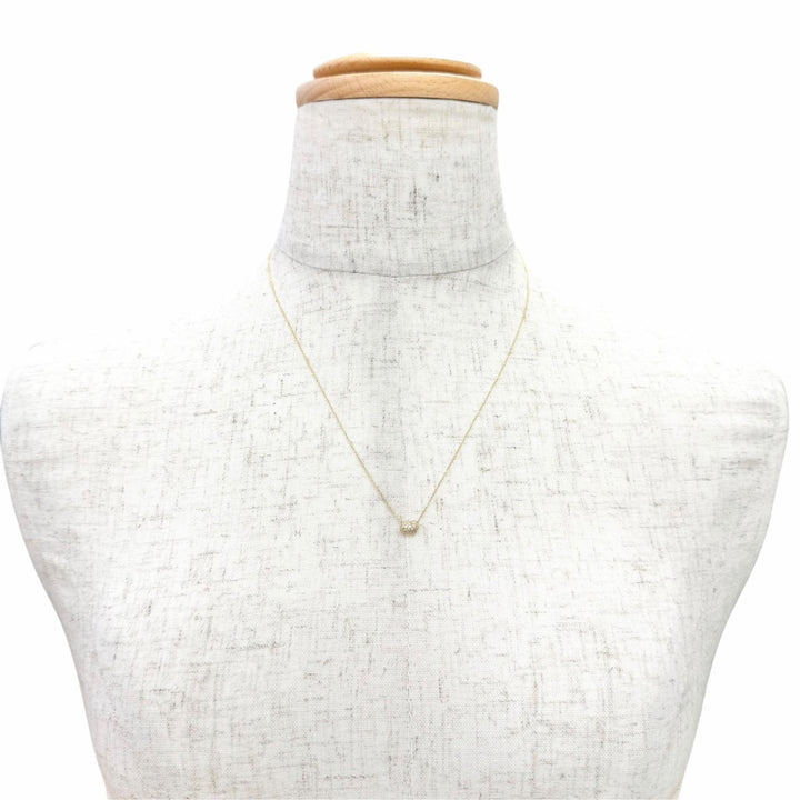 Excellent TIFFANY&Co. Bean Design Pendant Pave Diamond Necklace 750 Yellow Gold
