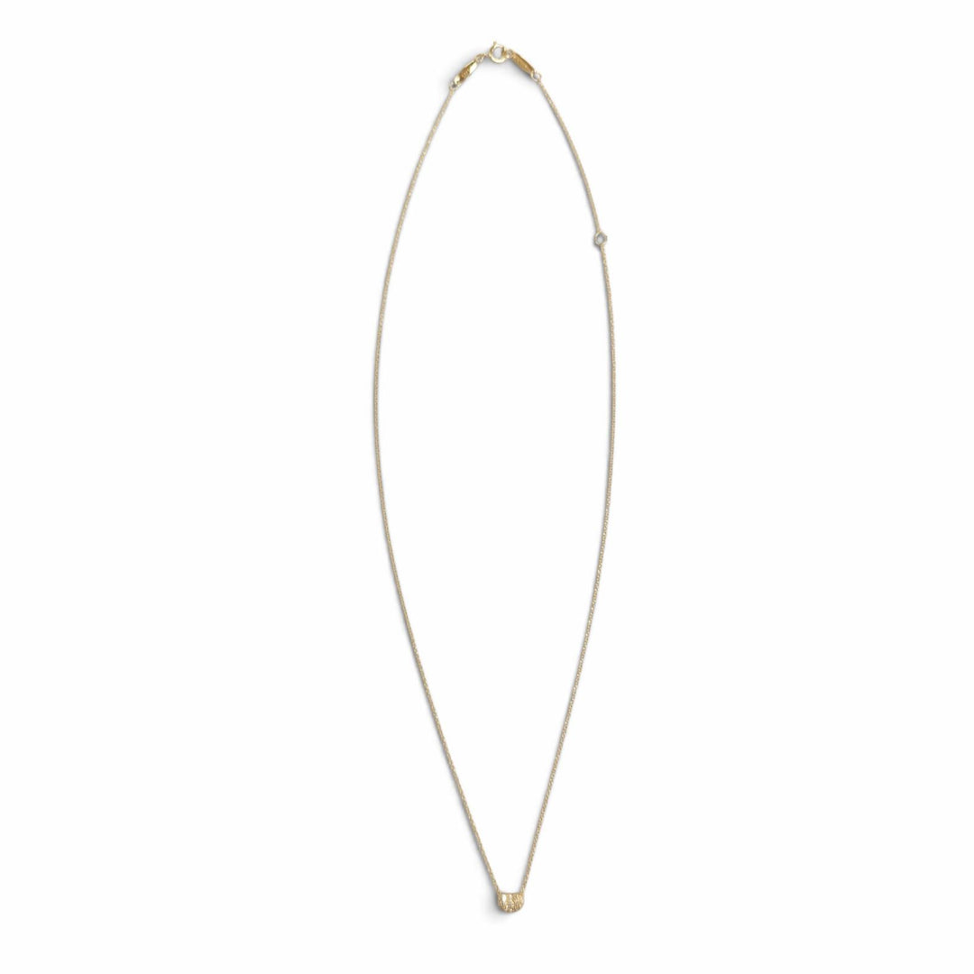 Excellent TIFFANY&Co. Bean Design Pendant Pave Diamond Necklace 750 Yellow Gold
