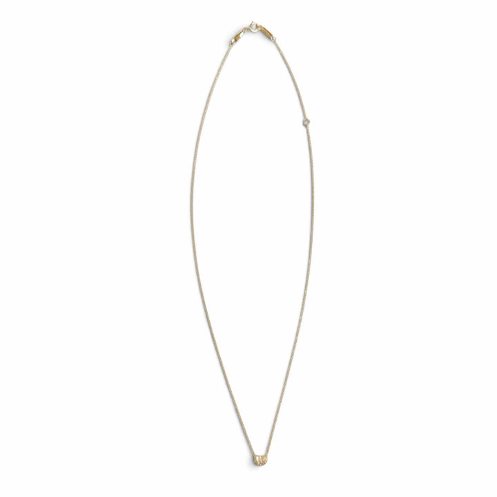 Excellent TIFFANY&Co. Bean Design Pendant Pave Diamond Necklace 750 Yellow Gold