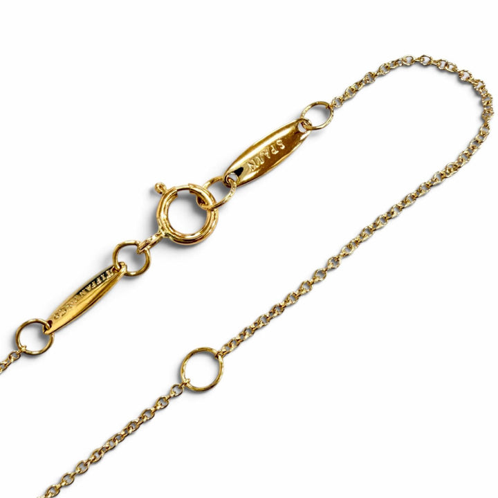 Excellent TIFFANY&Co. Bean Design Pendant Pave Diamond Necklace 750 Yellow Gold