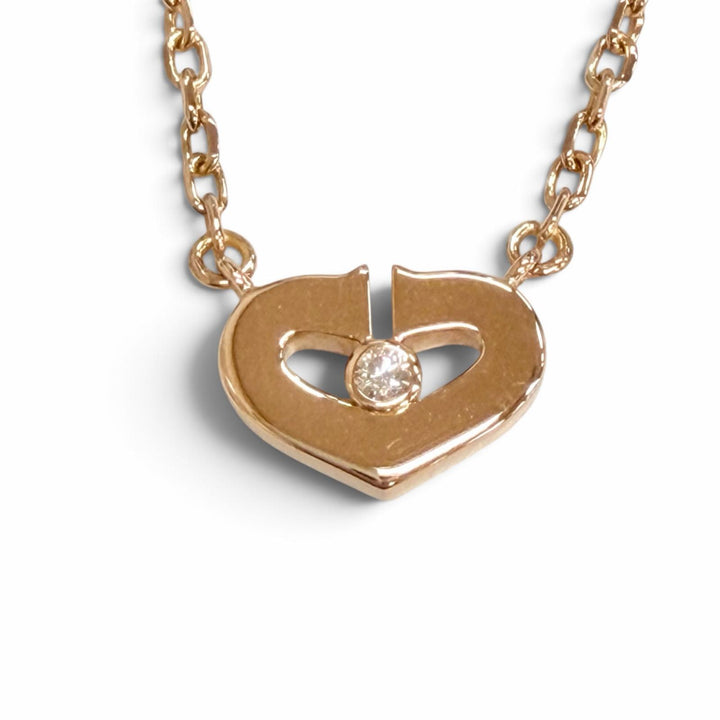 Excellent Cartier C Heart 1P Diamond Necklace, Accessory, 750 (PG) K18 B3040400