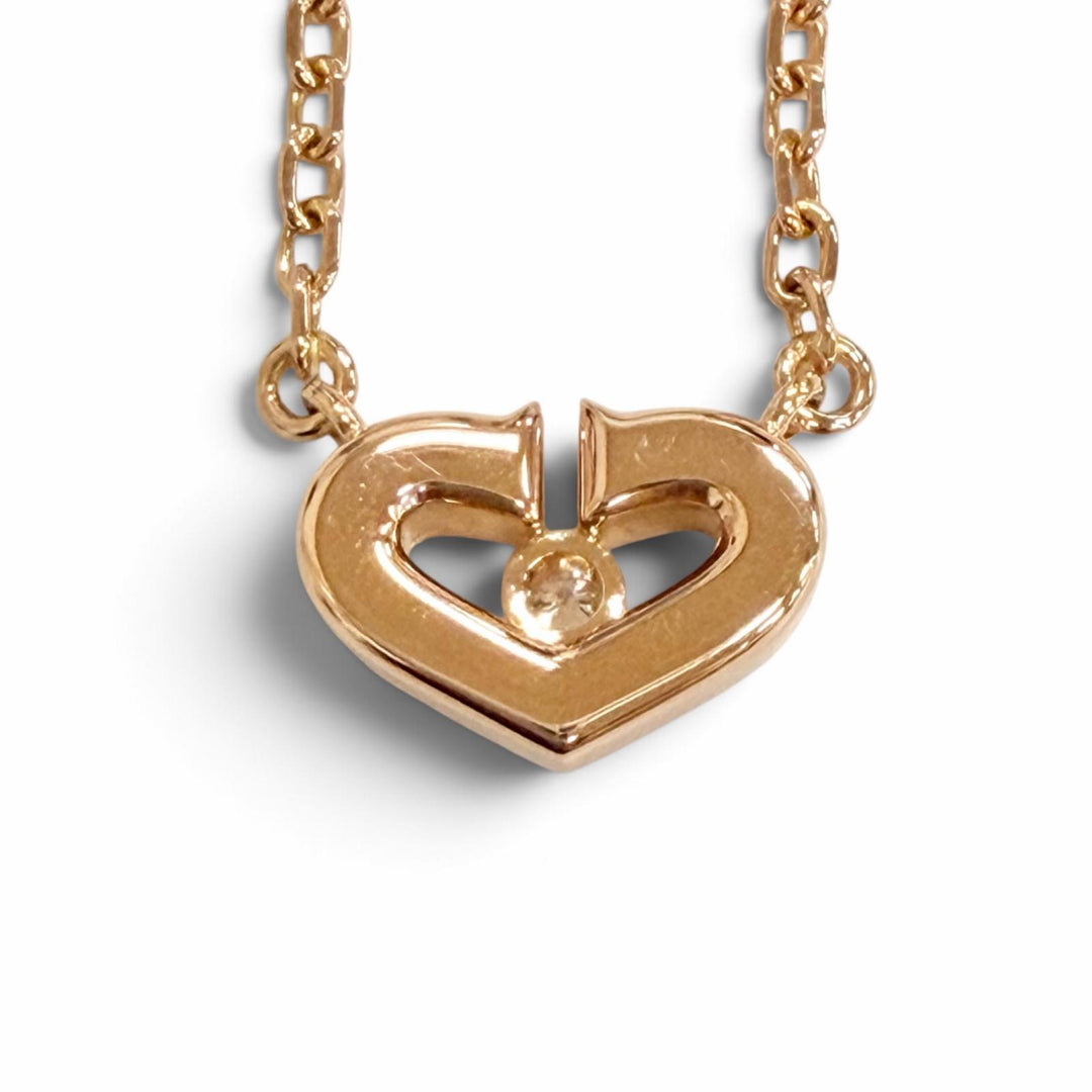Excellent Cartier C Heart 1P Diamond Necklace, Accessory, 750 (PG) K18 B3040400