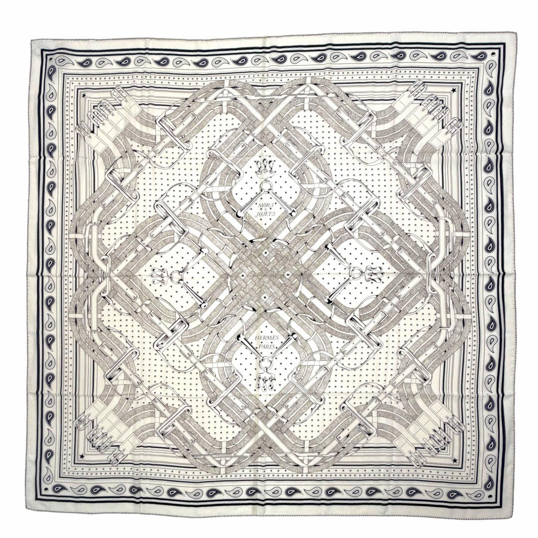 Pristine HERMES Stall Carrégeant Mors A Jouets Bandana beige cashmere Women